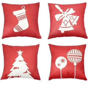 Set 4‎ Red/White Christmas Pillow Covers